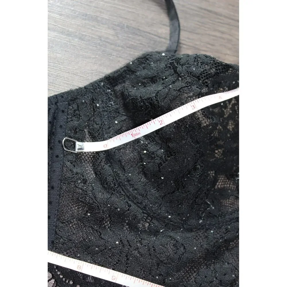 Intimissimi Lace Bra Sparkle Sequin Wide Brand Bustier Plunge V-neck 30C - Picture 9 of 10